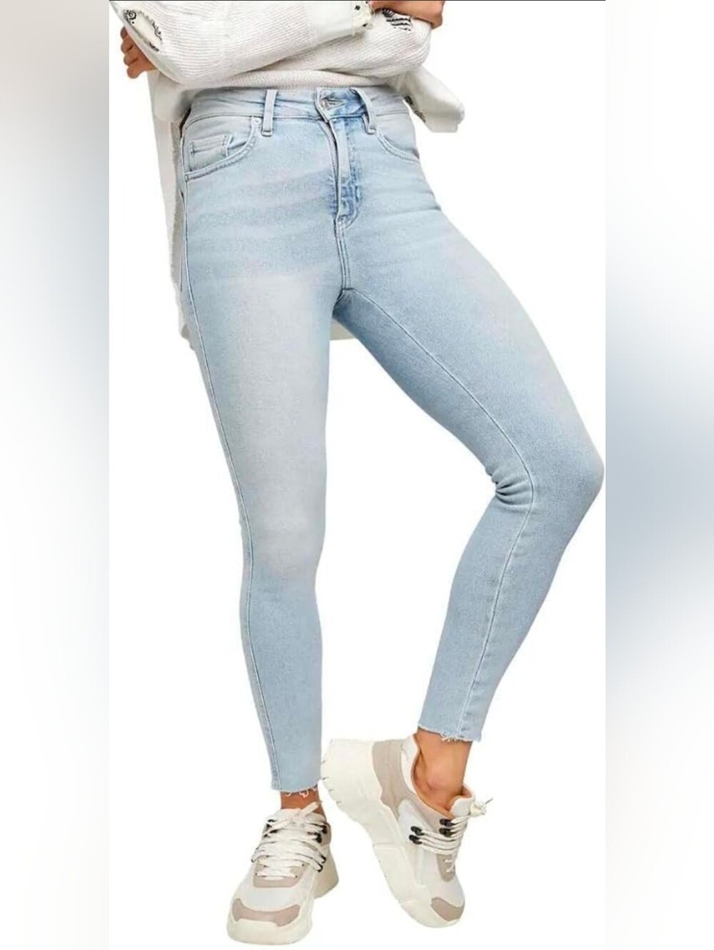 We The Free Light Blue High-Rise Frayed Hem Skinny Jeans Size 27